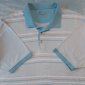 Jos. A. Bank Men's XXL Ledbetter Golf Sky Blue Striped Polo Shirt